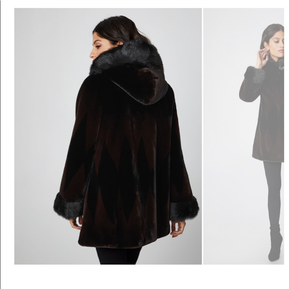 Larue-Two tone faux fur coat with three button